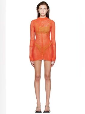 Danielle Guizio SSENSE Exclusive Orange Minidress